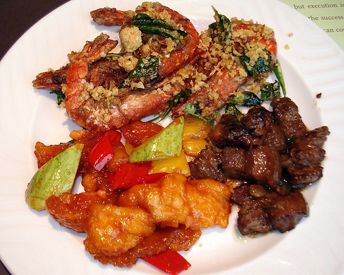 Cereal prawns, five-spiced pork belly, sweet and sour fish