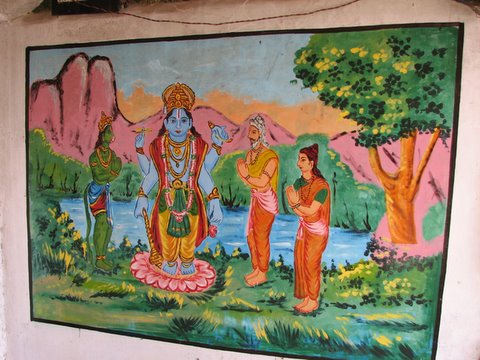 adoration of Vishnu b r temple mural