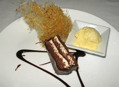 Chef Bob's Tasting Menu, Dessert!: Triple-Stack Chocolate Moon Pie with Dreamsicle Ice Cream and Spun Sugar