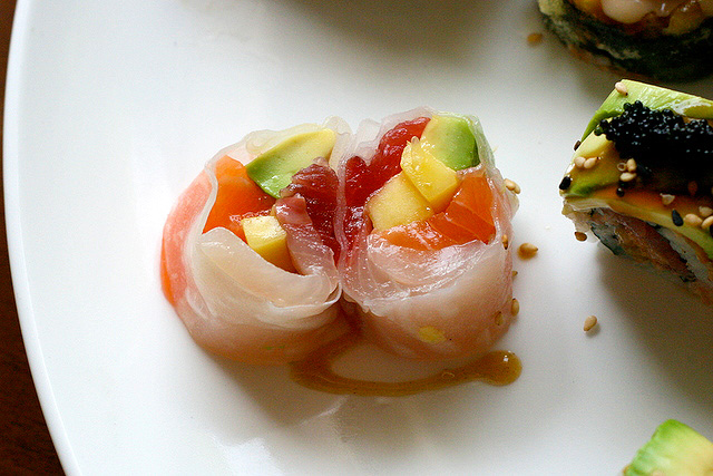 Riceless Maki - Mango Sashimi with three kinds of fish