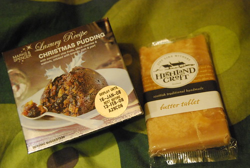 Christmas pudding and butter tablet