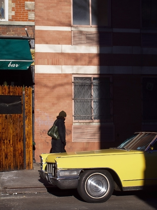 bar and yellow car, NYC