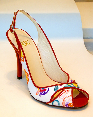 women's white with red trim high heel shoes