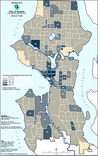 Seattle 2010 Percent Housing Unit Change Map (by: Seattle Dept of Planning & Development)