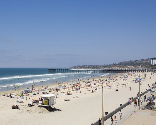 San Diego Beach with pier in background