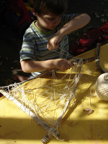 Jack making a fishing net