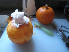 peeling pumpkins