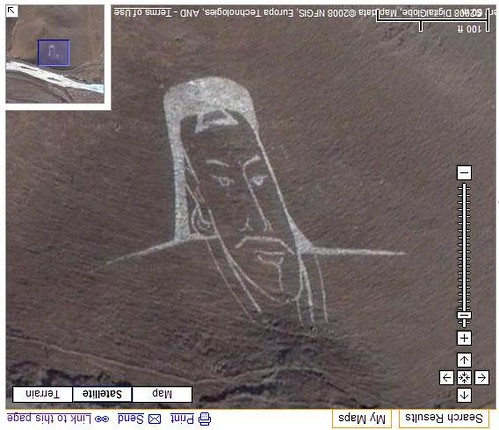 Portrait of Ghenghis Khan in Google Maps
