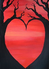 Red Heart - a hand-painted card