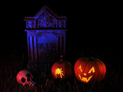 Haunted Graveyard with Pumpkins