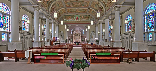 Saints Teresa and Bridget Roman Catholic Church, in Saint Louis, Missouri, USA - nave wide