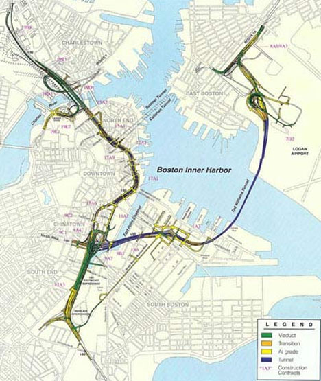 The Big Dig Boston Map