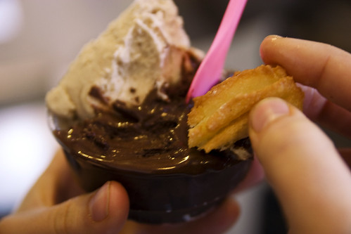 churro dipped in chocolate gelato
