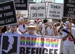 Rainbow protest over the persecution of people because of their sexual orientation
