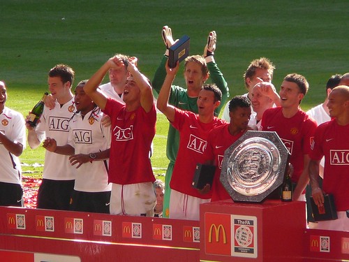 Manchester United Team Celebrates the FA Cup Championship