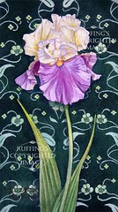 Cream and Purple Iris on Green, Print by Elizabeth Ruffing