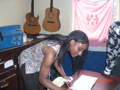 Signing the guestbook in Lunga Lunga