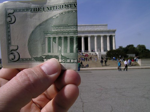 Lincoln Memorial and $5