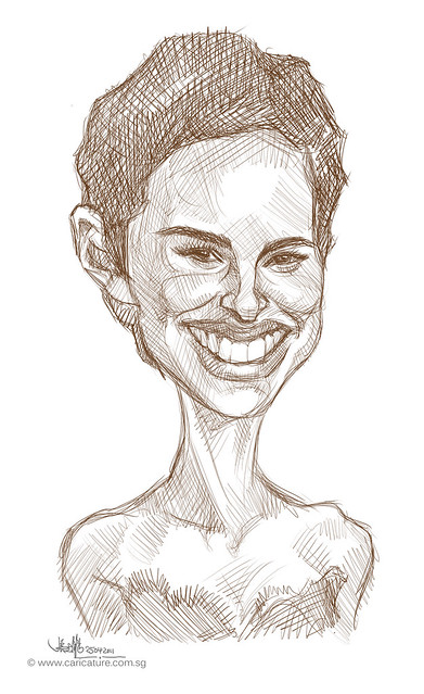 digital caricature sketch of Natalie Portman - 1