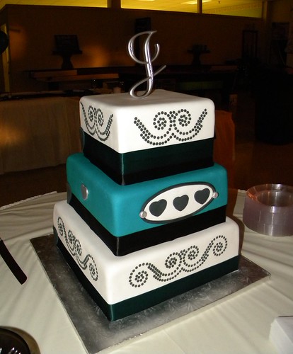 Black and Teal Square Wedding Cake a photo on Flickriver