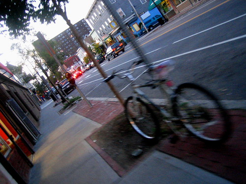biking on the sidewalk