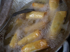 Frying the Spring Rolls