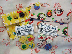 Fabric purses and badge sets