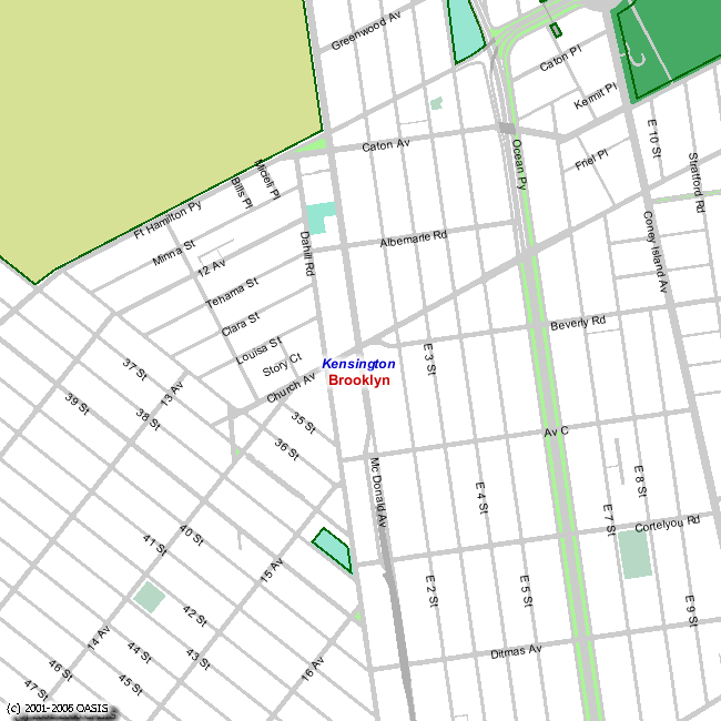 Default OASIS Neighborhood Map for Kensington, Brooklyn