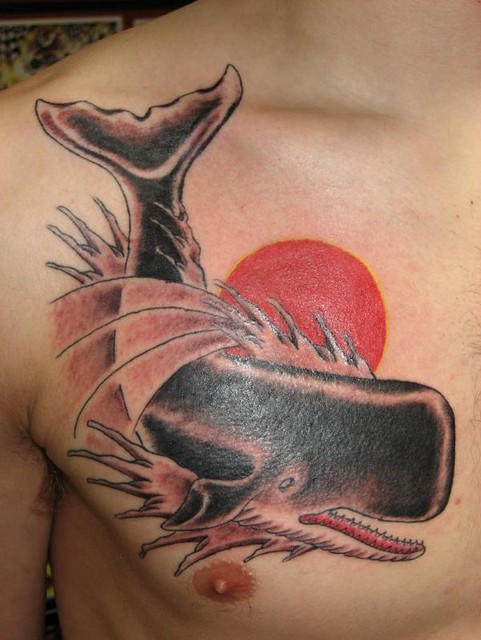 Sperm Whale Tattoo. Jimmy Kuder III tattoos at Nowhere Fast Tattoo 