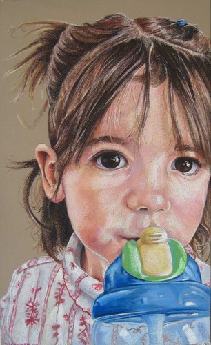 Colored pencil portrait entitled Thirsty