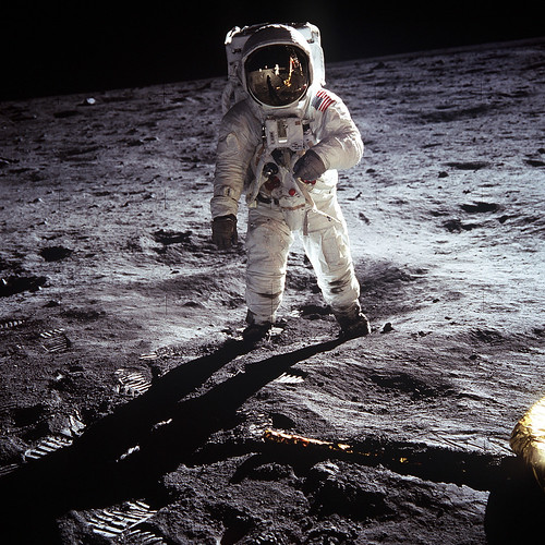 Neil A. Armstrong - Astronaut Edwin Eugene 'Buzz' Aldrin, Jr. on Moon (1969)