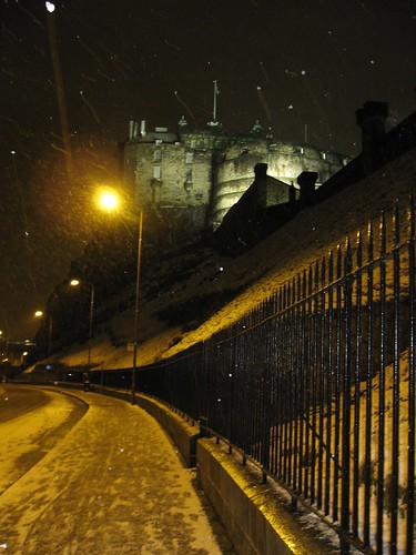 Edinburgh castle in the snow