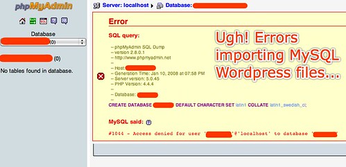 Error importing mySQL database