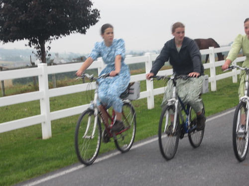 Amish girls riding
