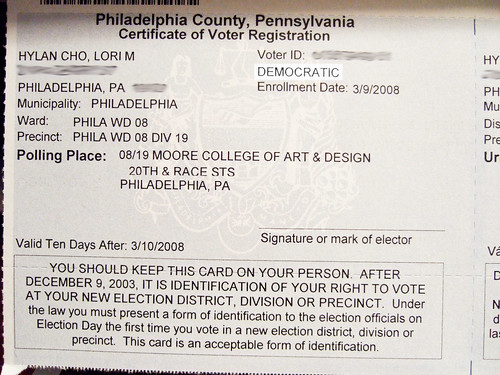 my voter registration came on Thursday