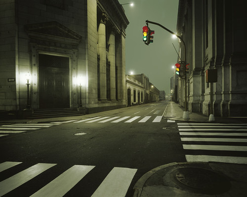 city street lights. Empty City Street