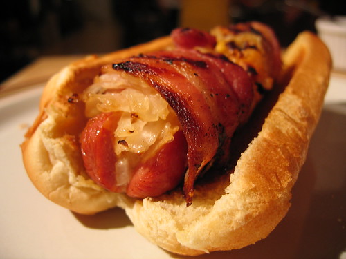 Grilled Bacon-Wrapped Stuffed Hot Dog