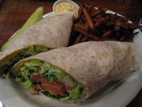 Tempeh, Lettuce, Tomato with Yam Fries