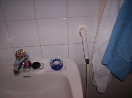 A hose on a Finnish bathroom