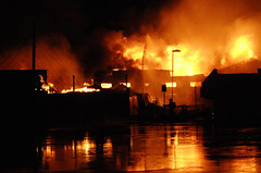 Firefighters battle a monstrous fire on the main drag at Wasaga, Ontario