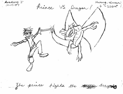 Found drawings--Prince vs dragon