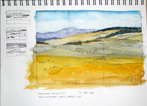 Watercolor Sketch - Yellowstone, Hayden Valley 2