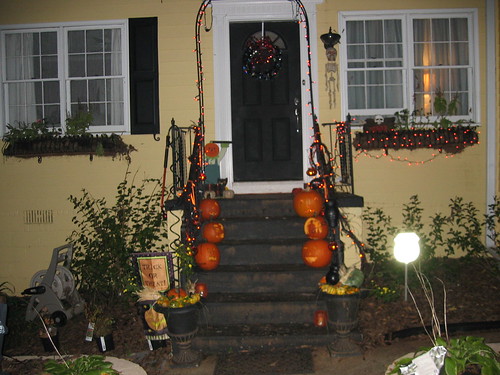 porch with jack-o-lanterns