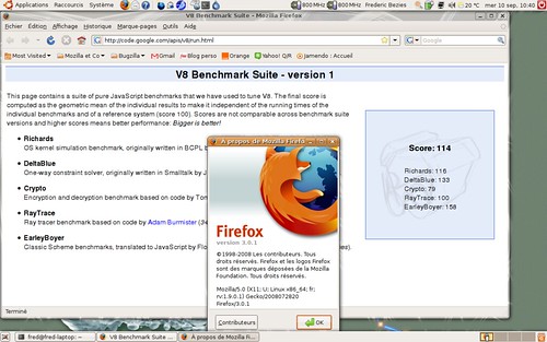 114 points au test v8 pour Mozilla Firefox 3.0