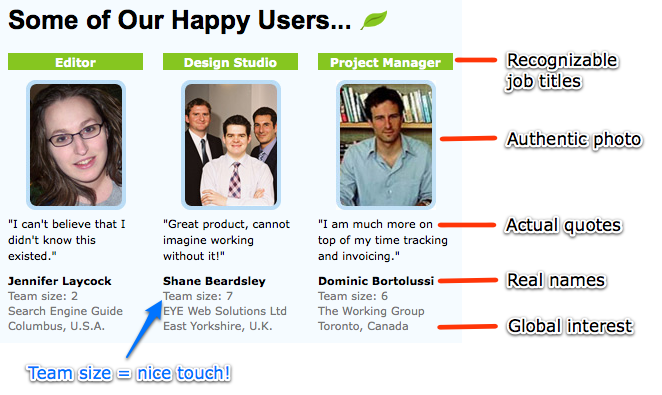 Freshbooks Homepage - Annotated