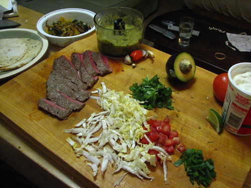 Perfect Steak Tacos with Rajas and Tomatillo Salsa - Fixings