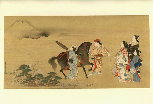 Jovenes con un caballo mirando el Monte Fuji- artista Chôsun Miyagawa-corregido el contraste