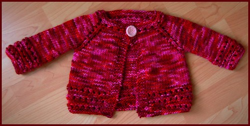 red & pink wool baby sweater