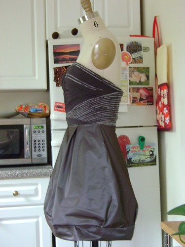 bias dress with fluted bodice and french lining