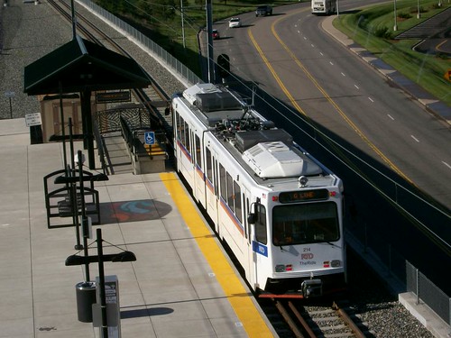 A Denver RTD Light rail train at the County Line Station.
